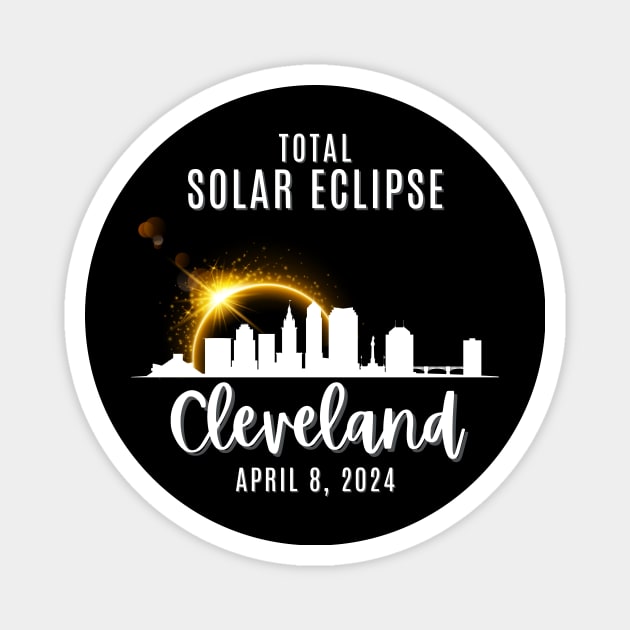 2024 Total Solar Skyline Eclipse in Cleveland Ohio CLE April 8 Magnet by Little Duck Designs